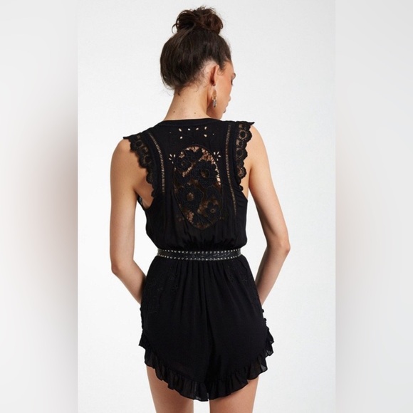 Spell & The Gypsy Isla Bonita Embroidered Romper Black - Picture 2 of 8